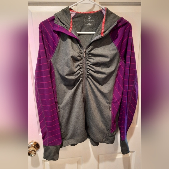Lands End Zip-Up Lightweight Hooded Jacket/Sweatshirt size Small (6-8) - Picture 5 of 15
